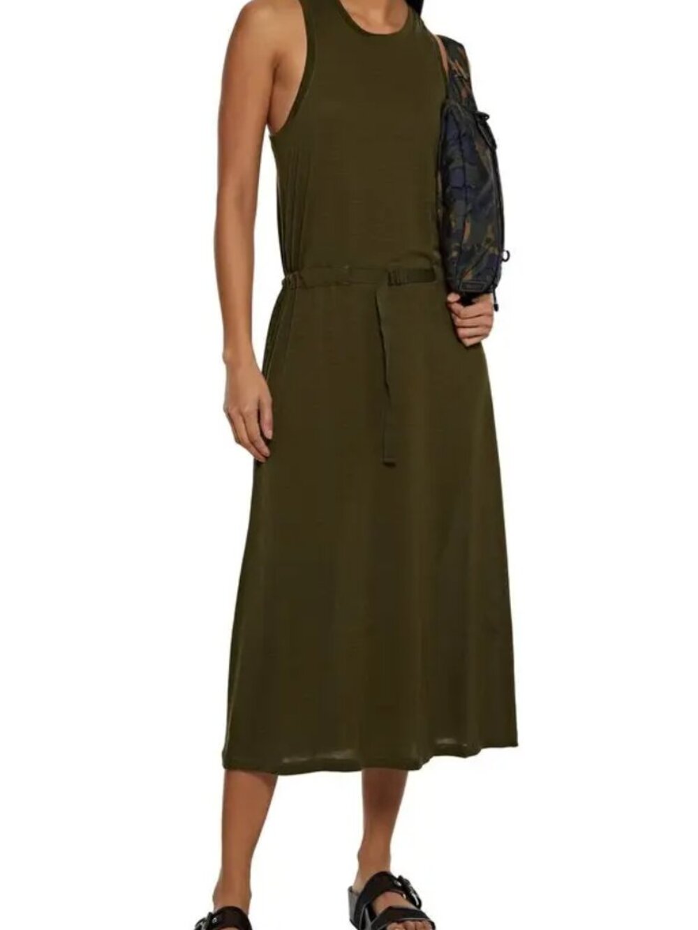 Rag & Bone Rower Belted Sleeveless Midi Dress Dark Olive Green Size Small NWT
